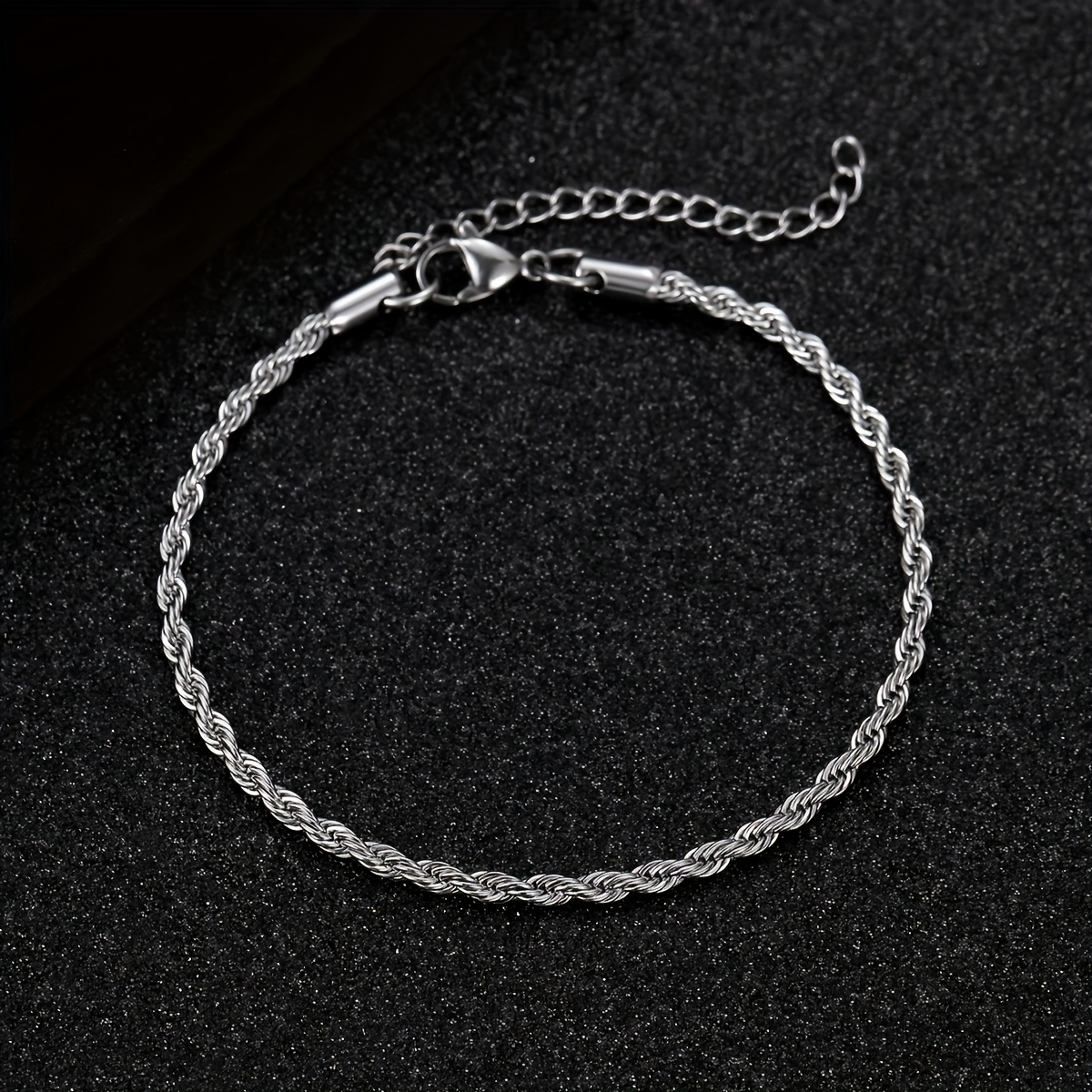 Stylish Minimalist Men's Stainless Steel Twisted Rope Chain Bracelet